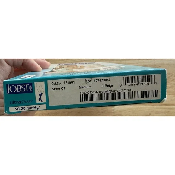 Jobst Firm Compression Knee High MEDIUM Silky Beige 20-30mmHg - 2 Pairs - 121501 - Picture 6 of 6